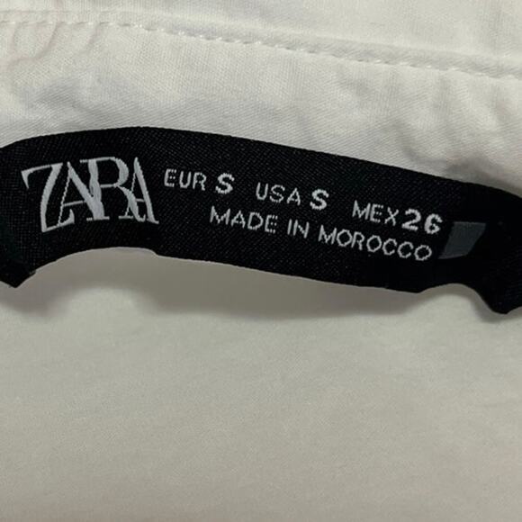 Zara Women's White Long Sleeve Button Down Collar Shirt Blouse Tops Size S - Picture 3 of 4